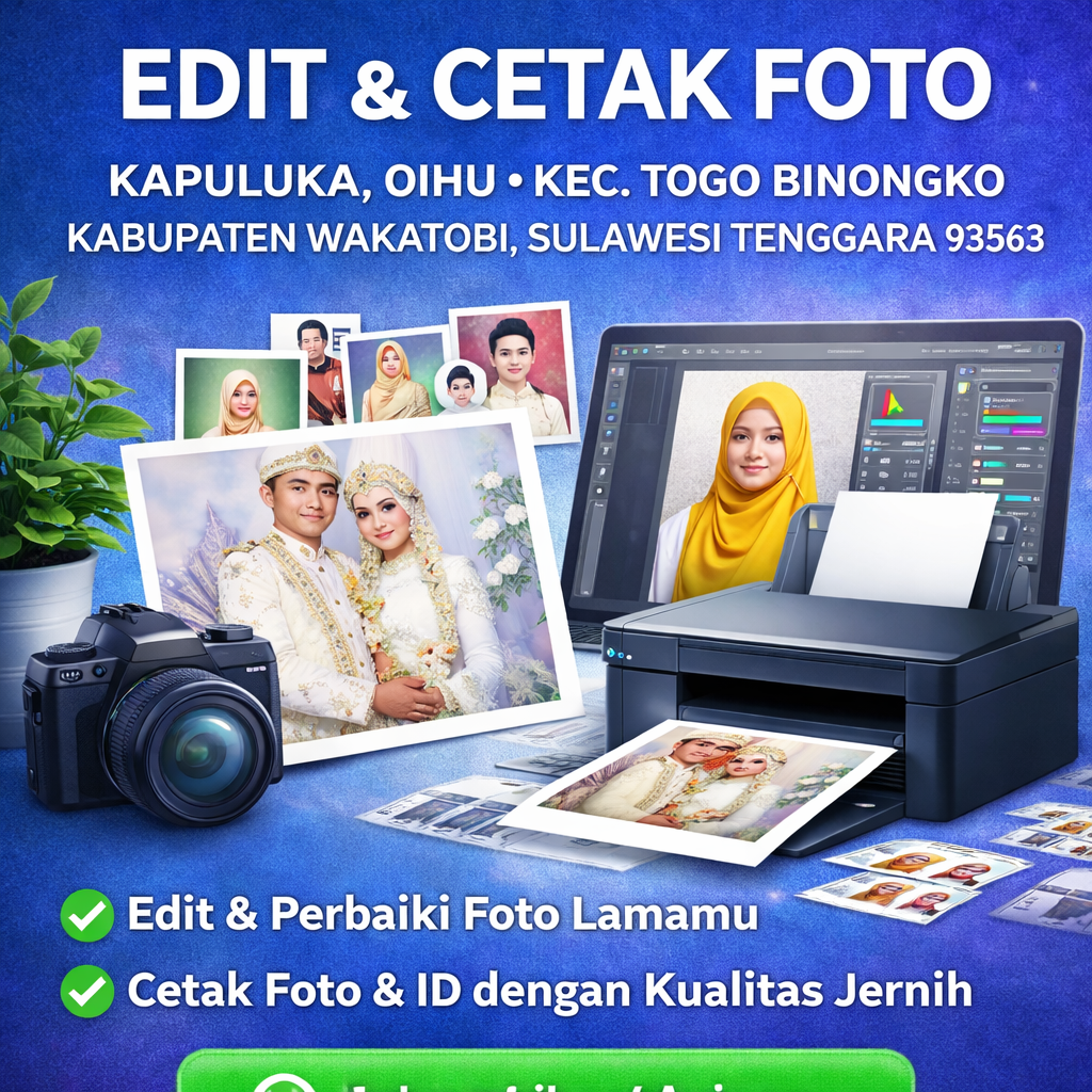 Jasa Edit dan Cetak Foto Kapuluka, Wakatobi - Elektronik